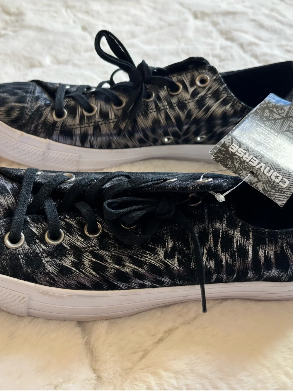 Converse Black and White Brushstroke Low-Top Sneakers